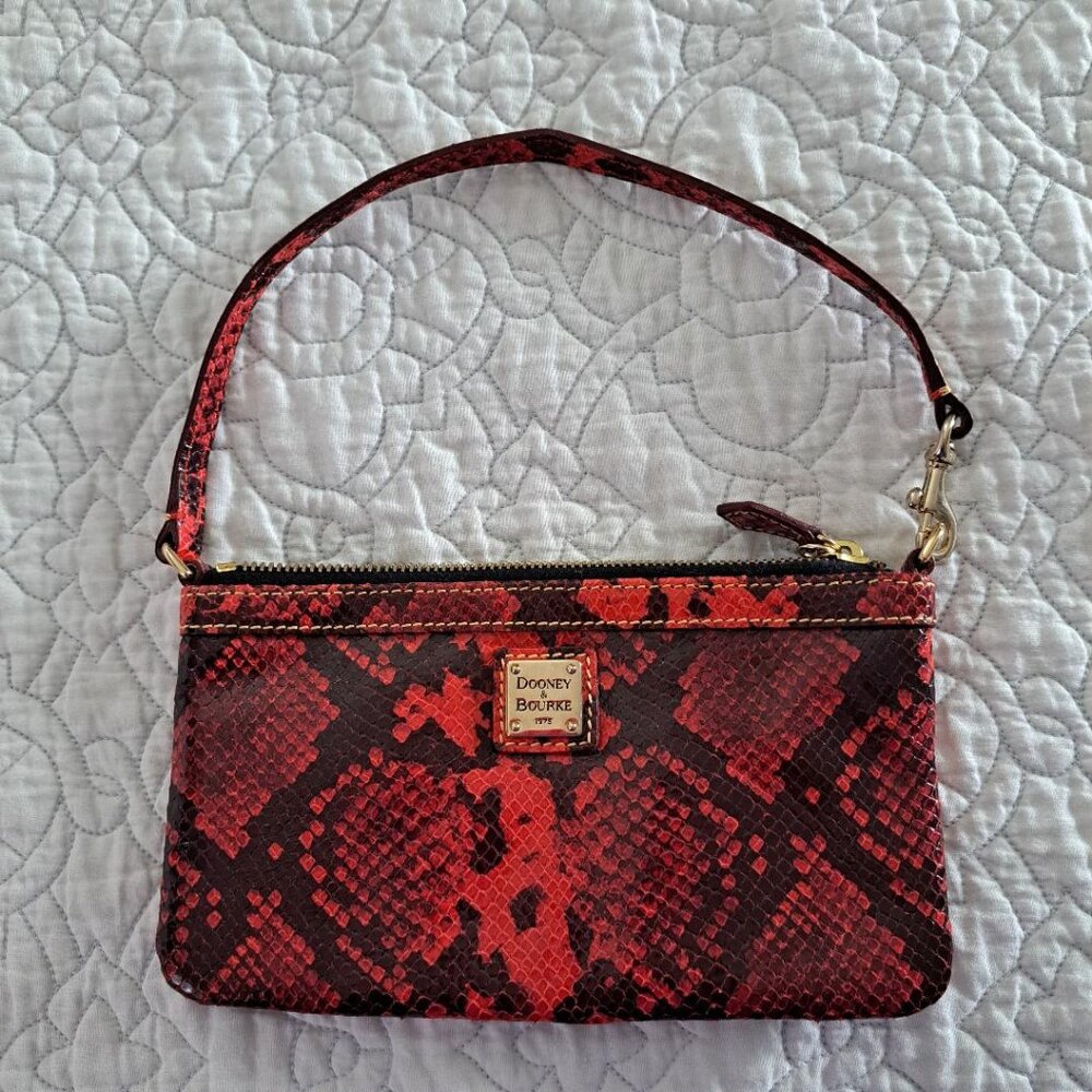 Euc Dooney & Bourke Red Python Snake Embossed Wri… - image 1